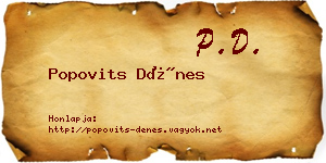 Popovits Dénes névjegykártya
